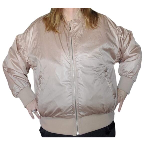 NWOT Old Navy Size 2X Oversized Short Water-Resistant Bomber Jacket in Tiramisu - Picture 1 of 10